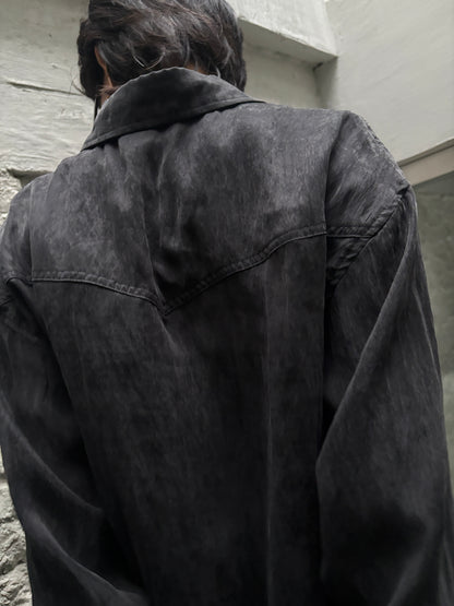 SILVER NINE - Frayed Relaxed Double-Pocket Shirt - Black