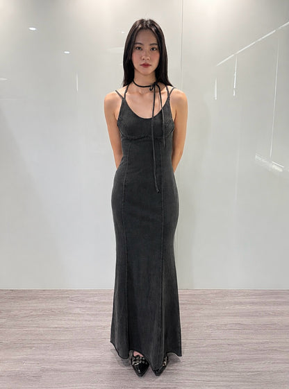 SILVER NINE - Thin-Strap Washed Fishtail Dress