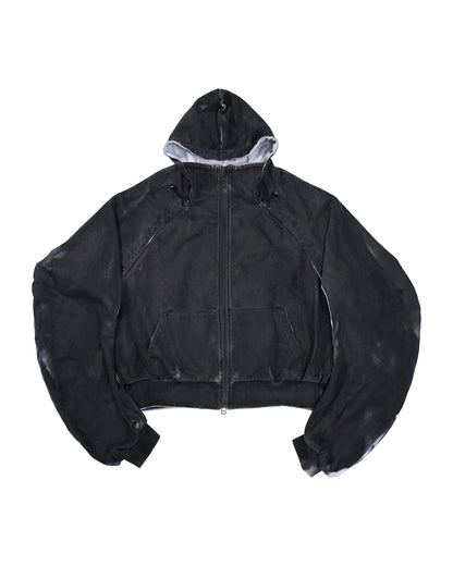 ENCALVE - OVERSIZE “WIERD” ZIPPER HOODIE - Black