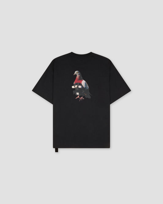 OAMC Peacemaker - Loose Fit T-Shirt Pigeon Print - Black
