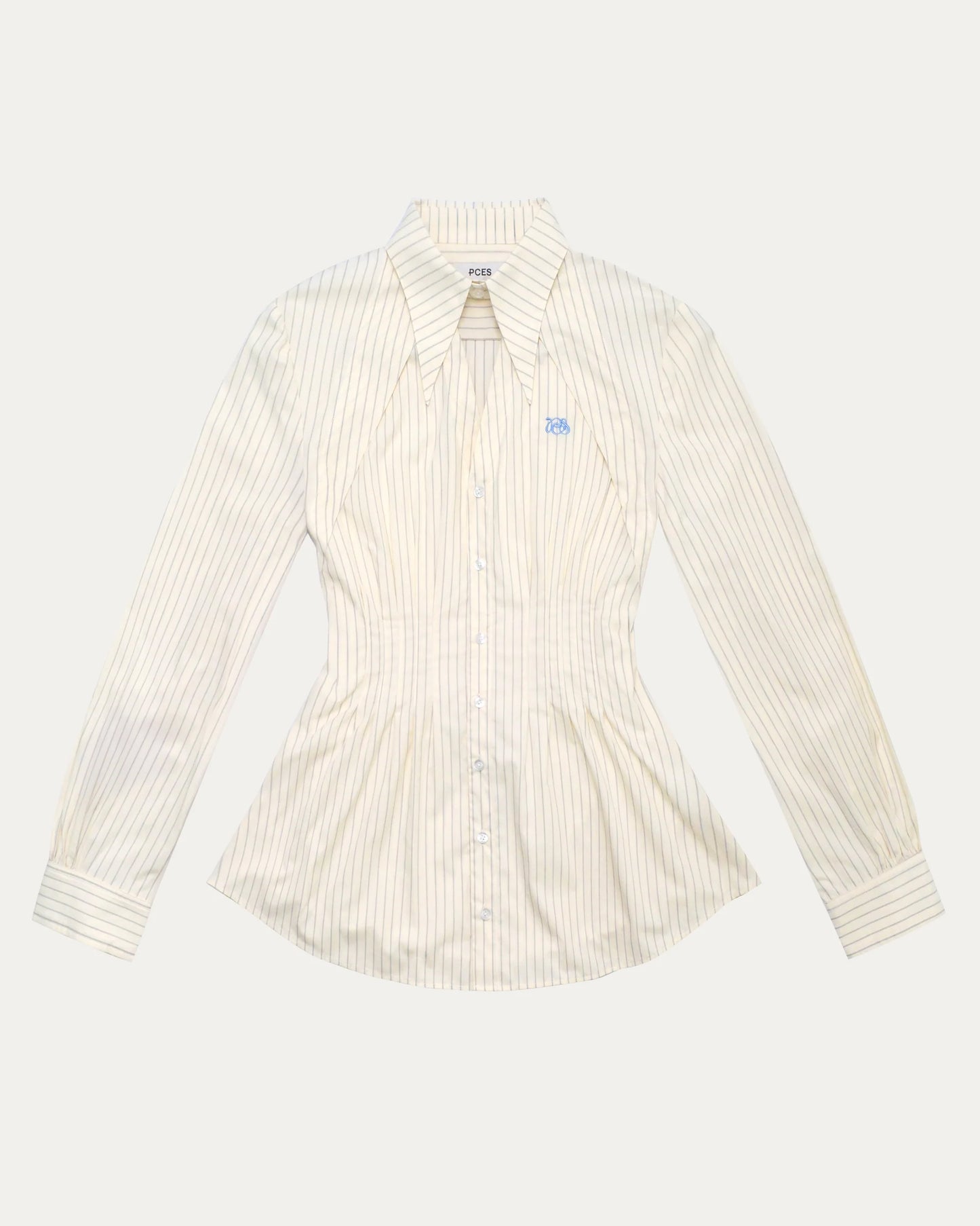 PCES - Pintuck Faux Collar Shirt - Beige