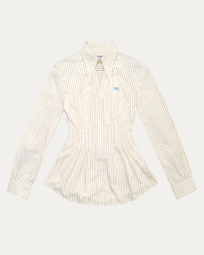 PCES - Pintuck Faux Collar Shirt - Beige