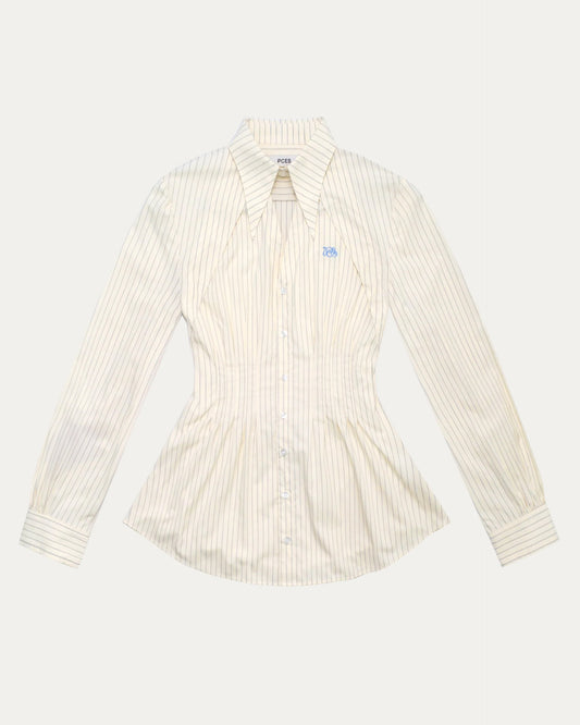 PCES - Pintuck Faux Collar Shirt - Beige