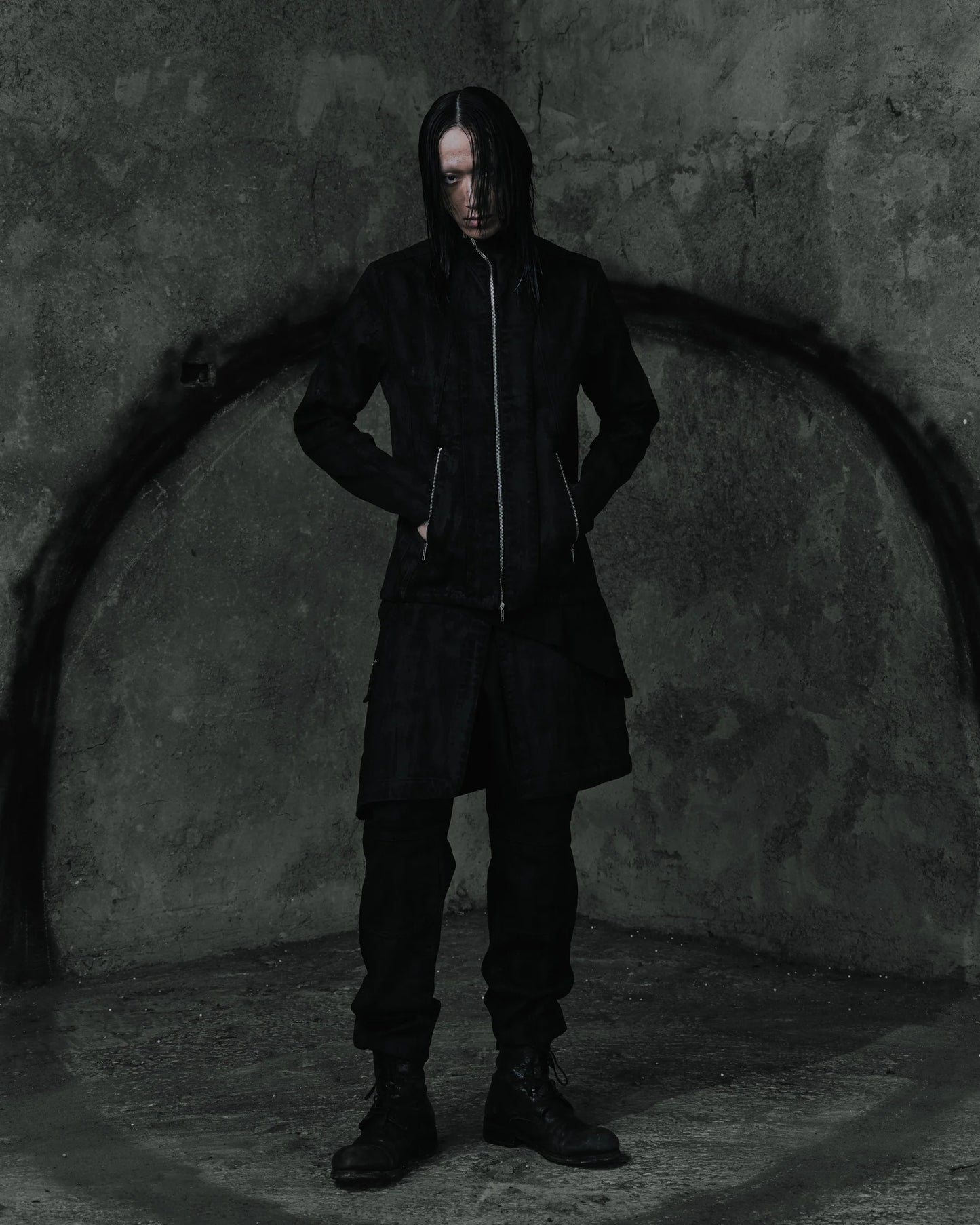 renkè - Coated Skirt-Layer Trousers