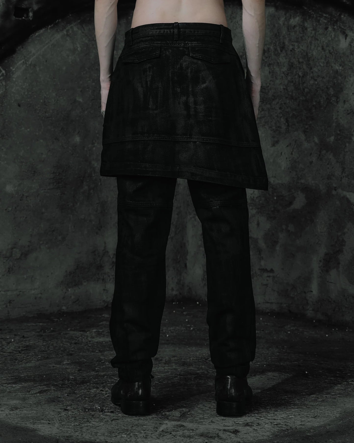 renkè - Coated Skirt-Layer Trousers