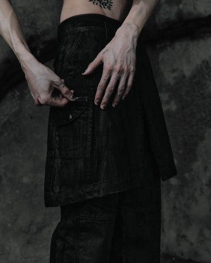 renkè - Coated Skirt-Layer Trousers