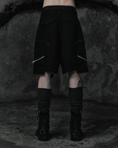 renkè - Slanted Zipper Cargo Shorts