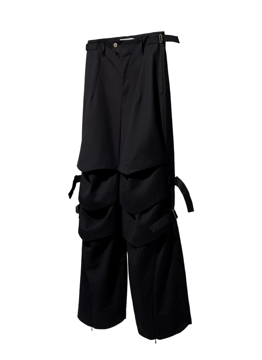 EQUALNEAR - Armor Flared Pants - Black