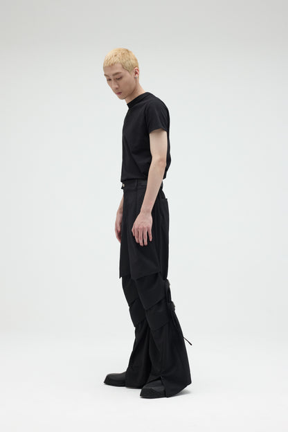 EQUALNEAR - Armor Flared Pants - Black