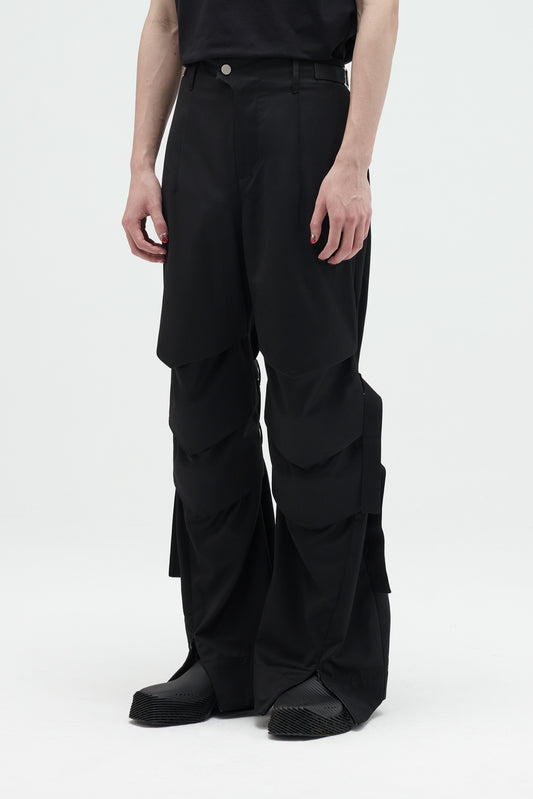 EQUALNEAR - Armor Flared Pants - Black
