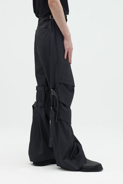 EQUALNEAR - Armor Flared Pants - Gray