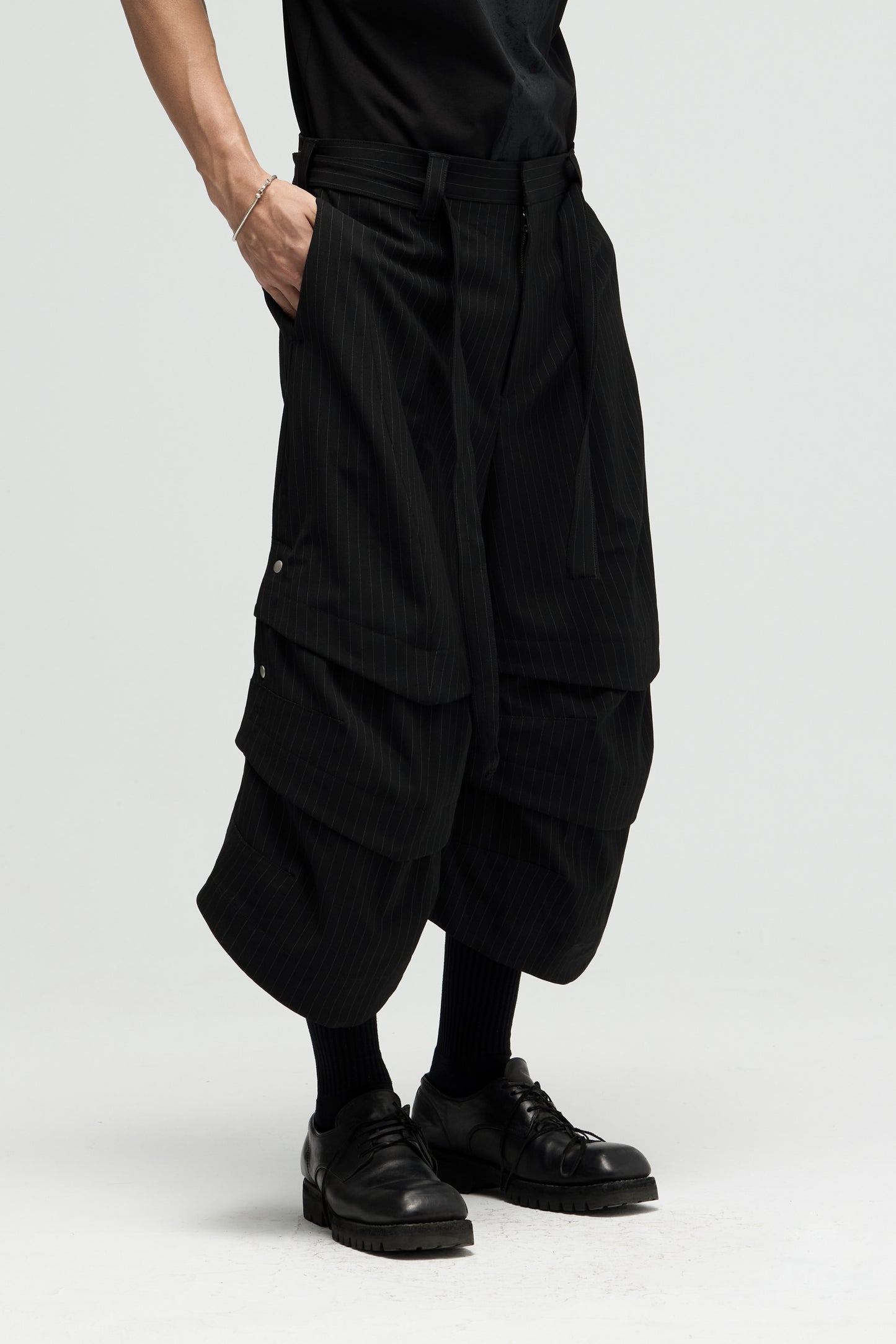 EQUALNEAR - Armor Jorts (Pinstripe Suiting) - Black