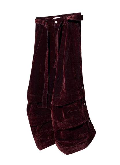 EQUALNEAR - Armor Jorts (Flocked Denim) - Burgundy
