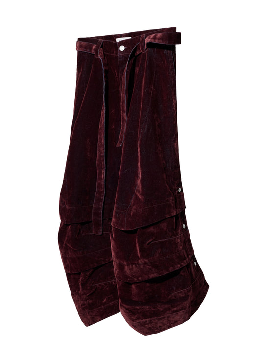 EQUALNEAR - Armor Jorts (Flocked Denim) - Burgundy