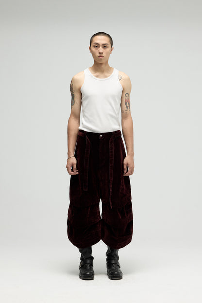 EQUALNEAR - Armor Jorts (Flocked Denim) - Burgundy