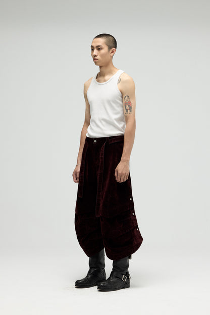 EQUALNEAR - Armor Jorts (Flocked Denim) - Burgundy