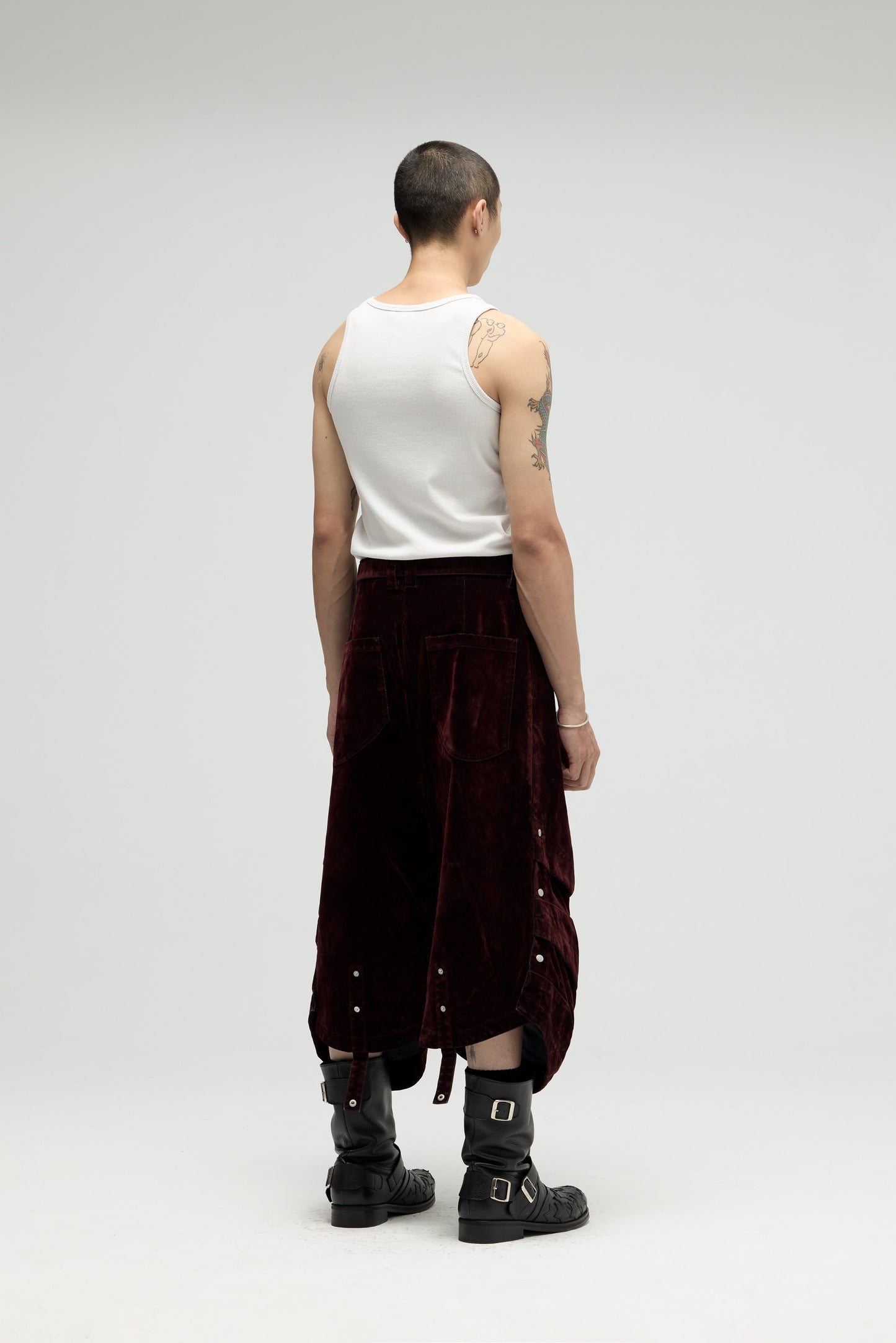 EQUALNEAR - Armor Jorts (Flocked Denim) - Burgundy