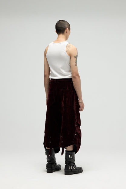 EQUALNEAR - Armor Jorts (Flocked Denim) - Burgundy