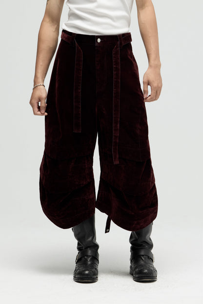 EQUALNEAR - Armor Jorts (Flocked Denim) - Burgundy