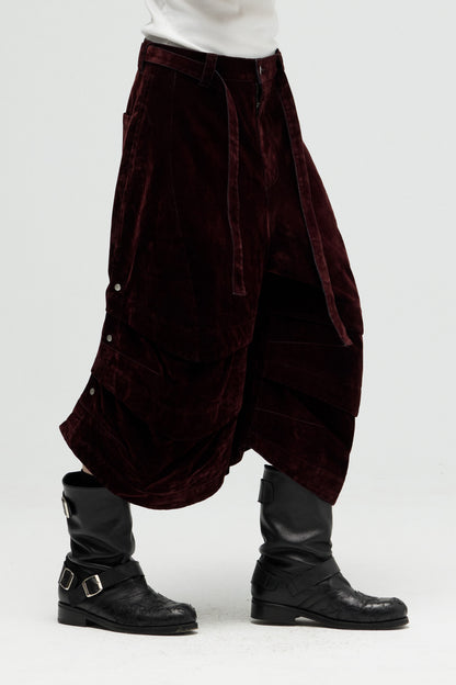 EQUALNEAR - Armor Jorts (Flocked Denim) - Burgundy