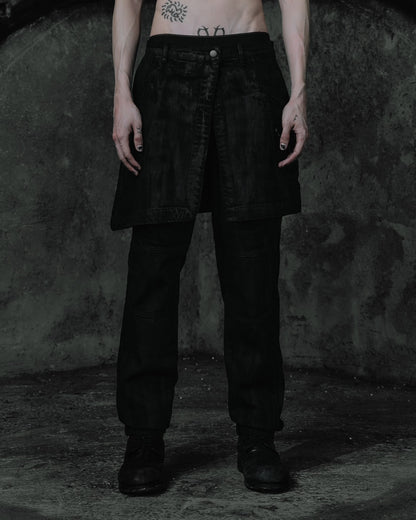 renkè - Coated Skirt-Layer Trousers