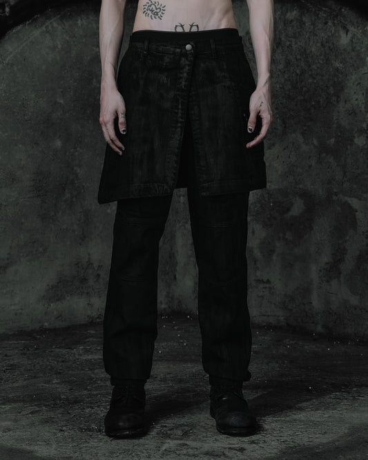 renkè - Coated Skirt-Layer Trousers