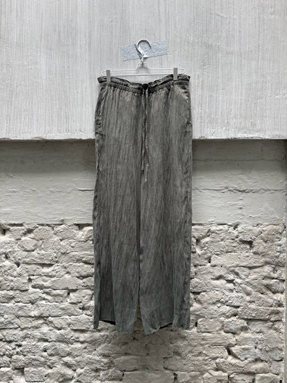 SILVER NINE - Frayed Drawstring Wide-Leg Trousers - Dark Green
