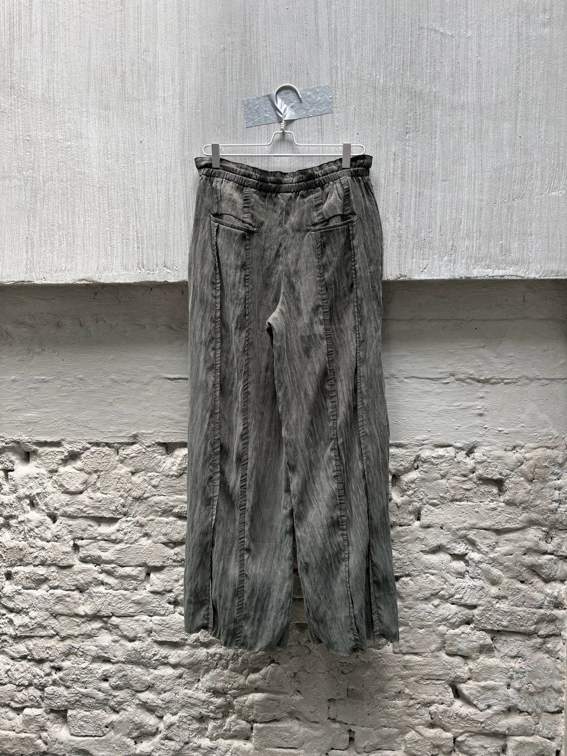 SILVER NINE - Frayed Drawstring Wide-Leg Trousers - Dark Green
