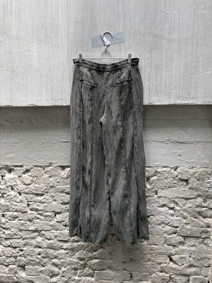 SILVER NINE - Frayed Drawstring Wide-Leg Trousers - Dark Green