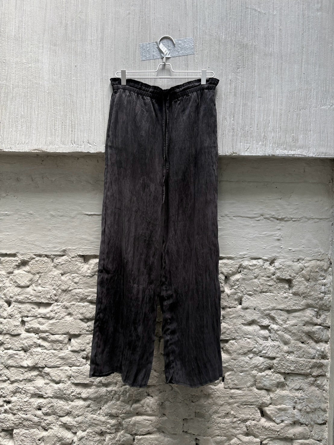 SILVER NINE - Frayed Drawstring Wide-Leg Trousers - Black