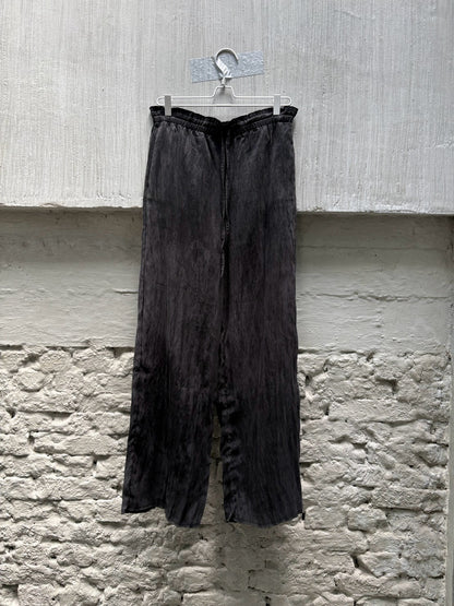 SILVER NINE - Frayed Drawstring Wide-Leg Trousers - Black