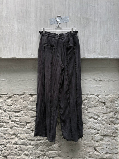 SILVER NINE - Frayed Drawstring Wide-Leg Trousers - Black