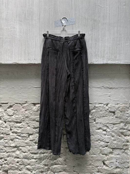 SILVER NINE - Frayed Drawstring Wide-Leg Trousers - Black