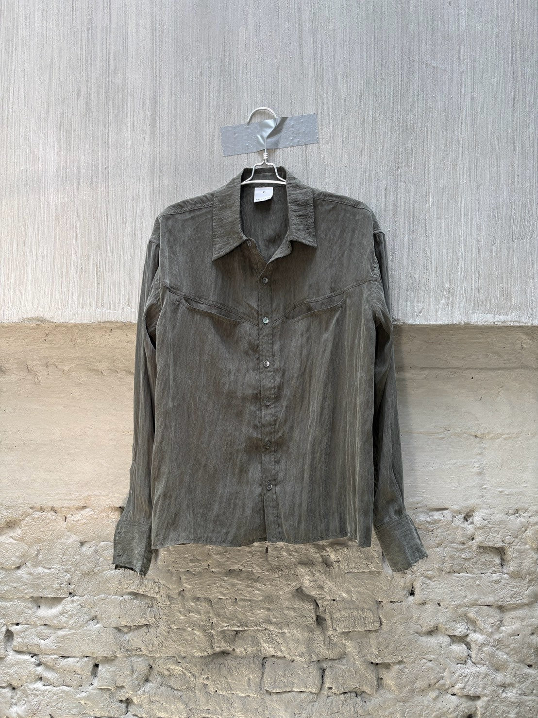 SILVER NINE - Frayed Relaxed Double-Pocket Shirt - Dark Green