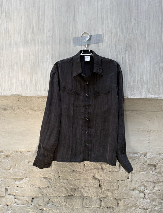 SILVER NINE - Frayed Relaxed Double-Pocket Shirt - Black