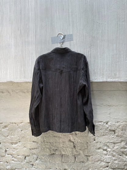 SILVER NINE - Frayed Relaxed Double-Pocket Shirt - Black