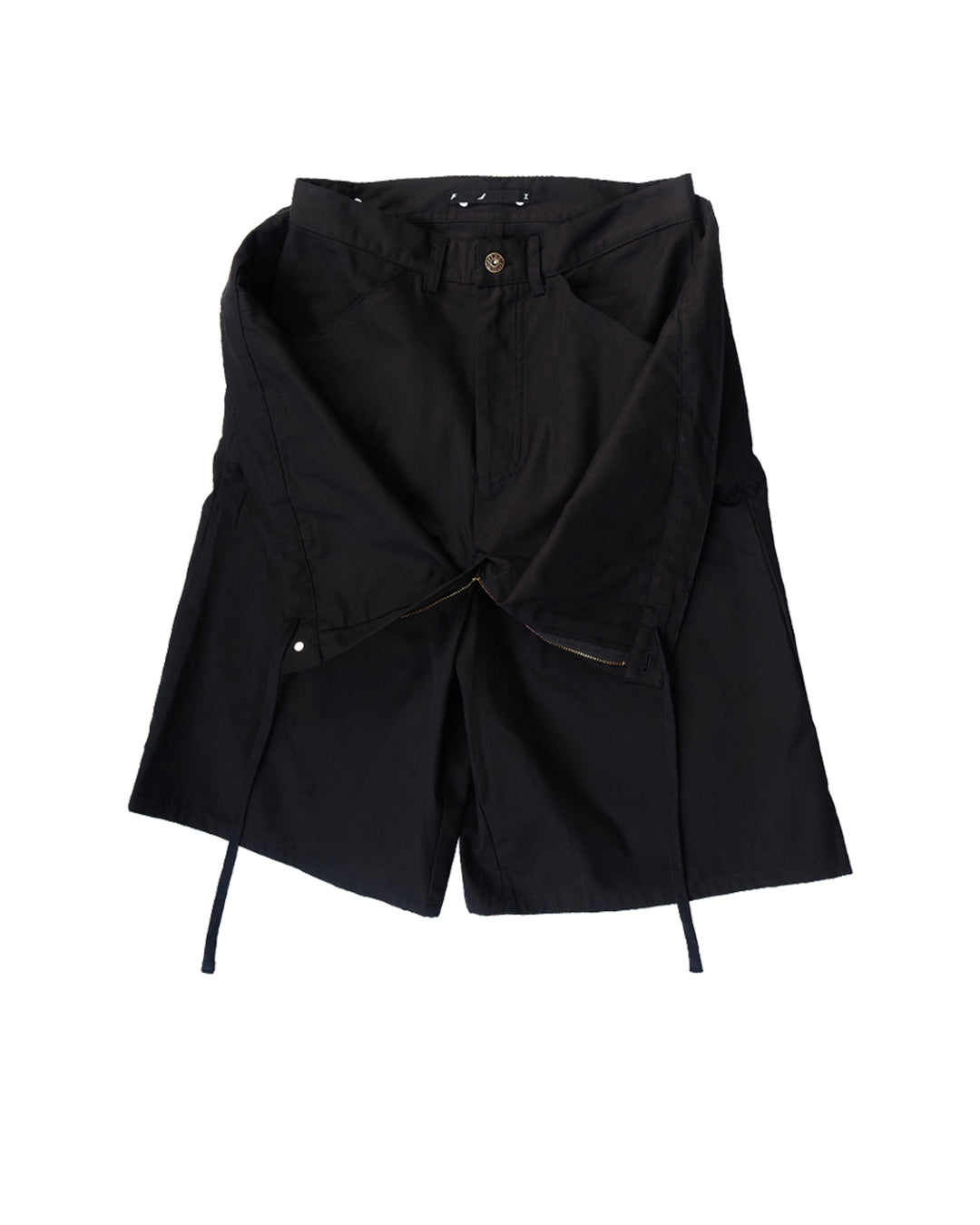 ENCLAVE - TWILL LOOSE-FIT “DROP-TROU” SHORTS - Black