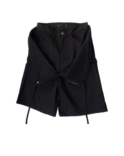 ENCLAVE - TWILL LOOSE-FIT “DROP-TROU” SHORTS - Black