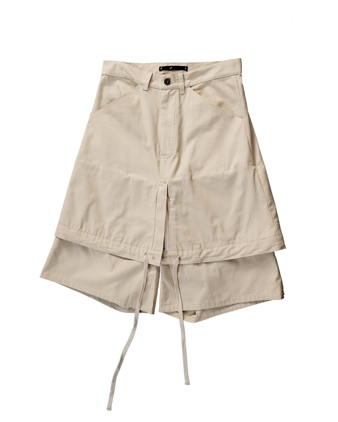 ENCLAVE - TWILL LOOSE-FIT “DROP-TROU” SHORTS - Khaki