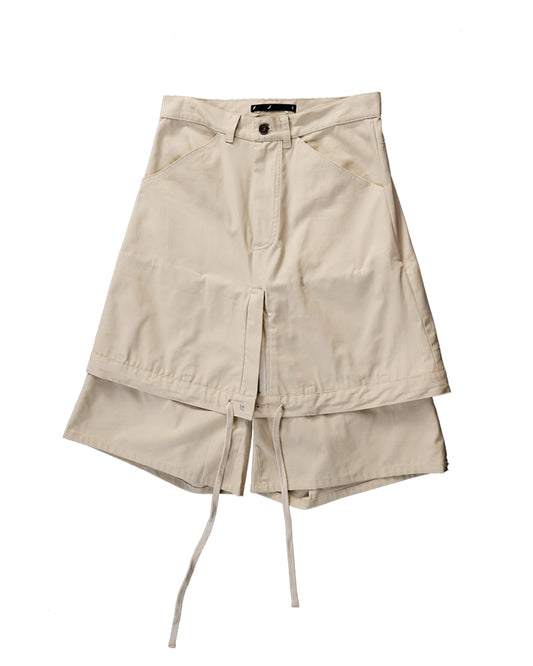 ENCLAVE - TWILL LOOSE-FIT “DROP-TROU” SHORTS - Khaki