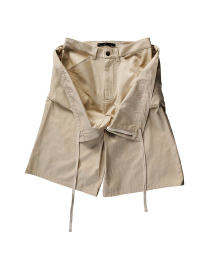ENCLAVE - TWILL LOOSE-FIT “DROP-TROU” SHORTS - Khaki