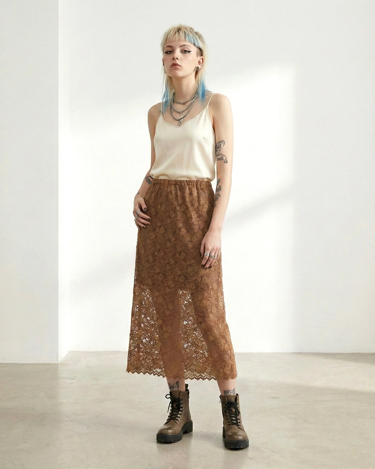 PCES - Velvet Lace Maxi Skirt