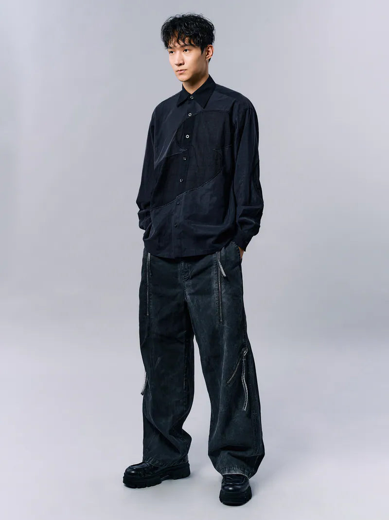 ENCLAVE - BARREL LEG “REBAR” PANTS -  Black